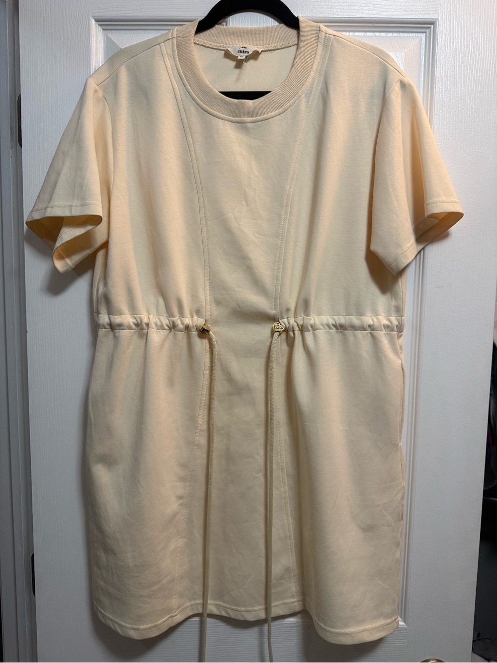 entro Cream Drawstring Mini Dress